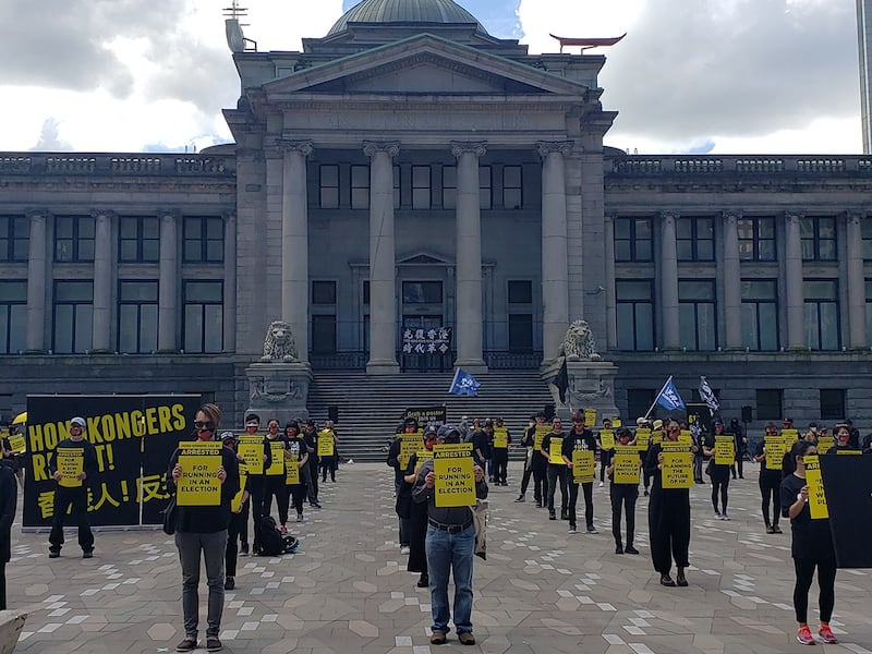 加拿大香港团体多次举办活动声援香港民主抗争 (记者柳飞拍摄)