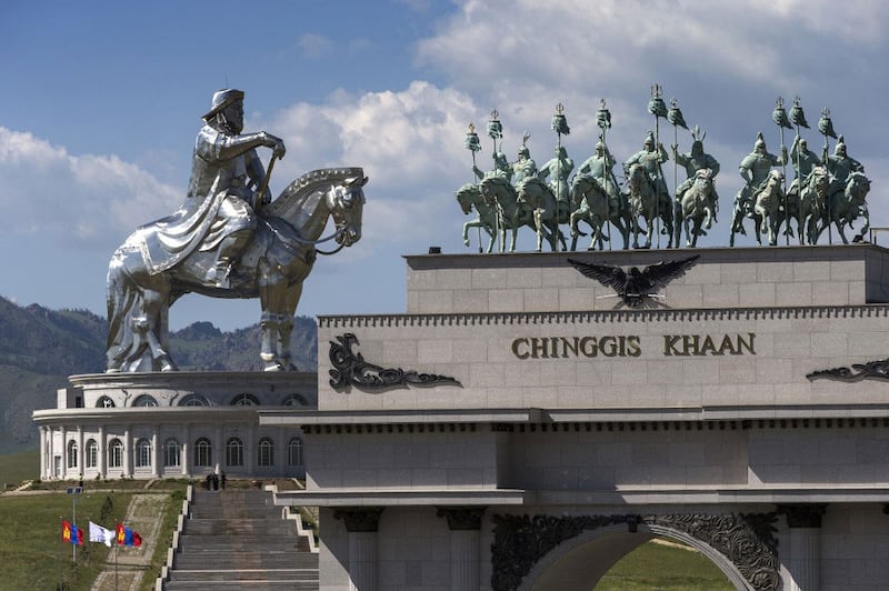 This picture taken July 16 , 2016 shows the Genghis Khan equestrian statue (the world's largest equestrian statue) in Tsonjin Boldog near Ulan Baator and Erdenet in Tov province. 