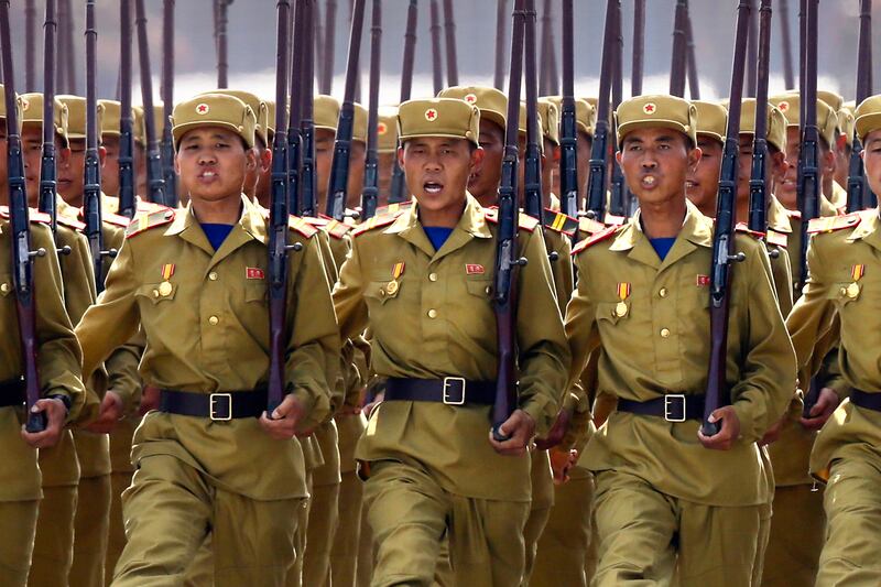 North Korean soldiers in Kim Il-sung Square, Pyongyang, July 27, 2013.