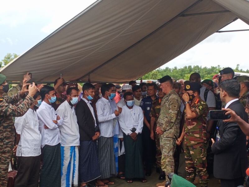 Army leaders from 24 countries including the U.S., China, India and Indonesia meet with Rohingya at a refugee camp in Cox's Bazar, Bangladesh, Sept. 13, 2022. Credit: BenarNews