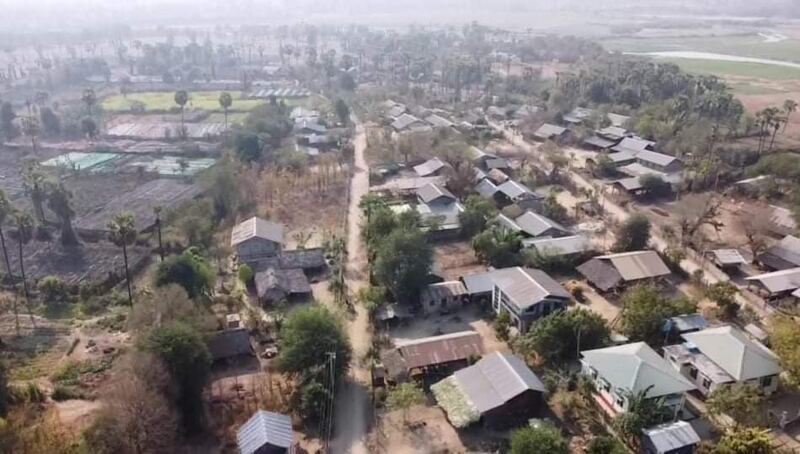 An aerial view shows Yinmabin township's Letpandaw village prior to the military attack. Credit: Citizen journalist