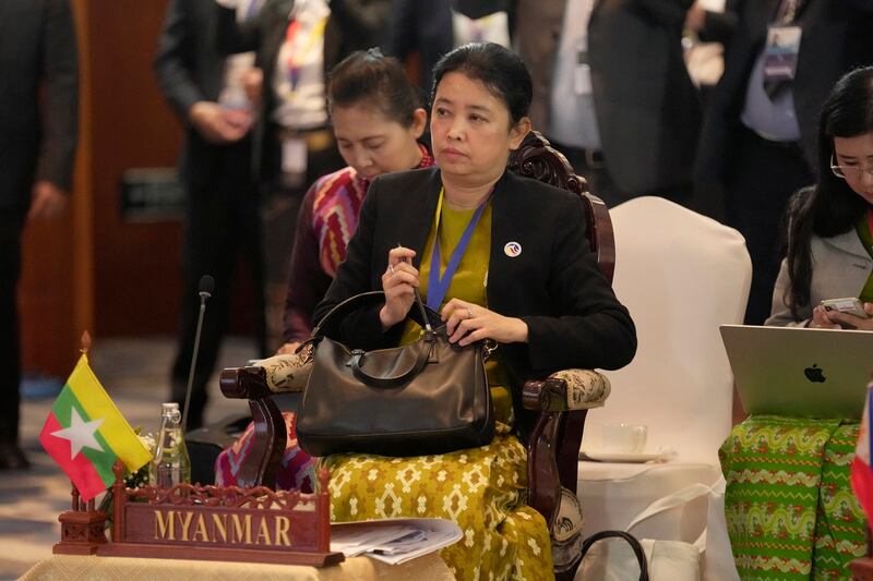 Myanmar's ASEAN Permanent Secretary Marlar Than Htike attends the foreign ministers retreat meeting in Luang Prabang, Laos, Jan. 29, 2024. (Sakchai Lalit/AP)