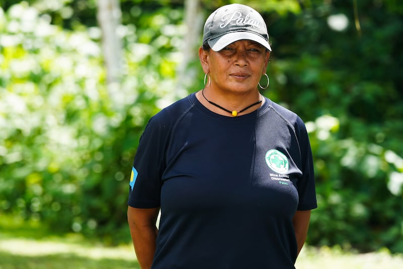 Palauan Sharla Paules is part of NPA’s survey and clearance team in Peleliu, pictured on Nov. 26, 2024.