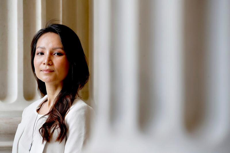 Kem Monovithya, a Cambodian political activist and daughter of Kem Sokha, the jailed leader of Cambodia's main opposition party, poses for a portrait on Capitol Hill in Washington, DC, July 17, 2018. Credit: AP