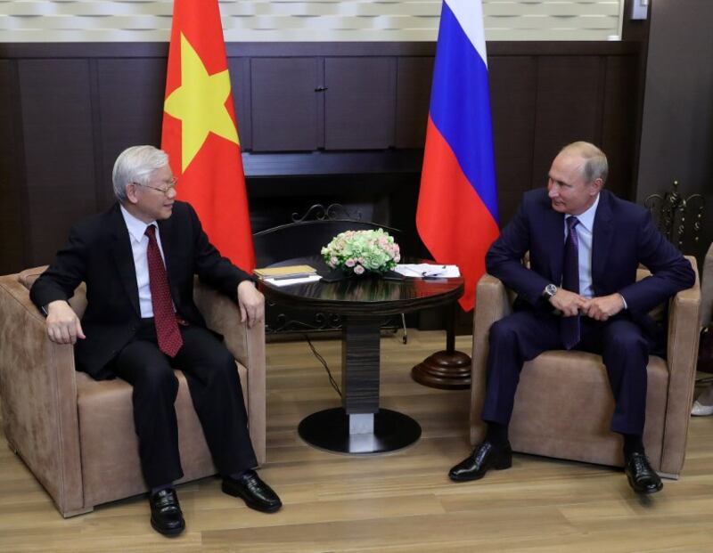 Tổng bí thư Nguyễn Phú Trọng (trái) và Tổng thống Nga Putin, Sochi, Nga, 9/2018.