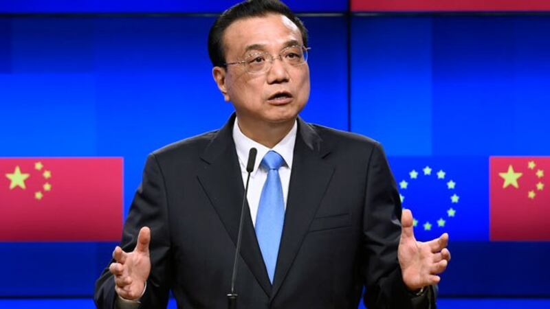 Chinese Prime Minister Li Keqiang speaks during a joint press conference with the European Commission and European Council presidents after the EU-China summit in Brussels, Belgium, April 9, 2019. 