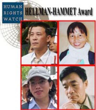  Giải thưởng Hellman Hammet năm 2011 đã được trao cho: Luật sư Lê Trần Luật, bà Hồ thị Bích Khương, blogger Tạ Phong Tần, nhà văn Nguyễn Xuân Nghĩa (từ trái và trên xuống)