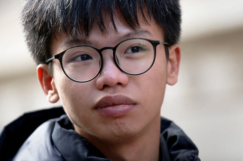 Tony Chung, Hong Kong independence activist, attends a rally in solidarity with Hong Kong residents, in London, March 23, 2024.