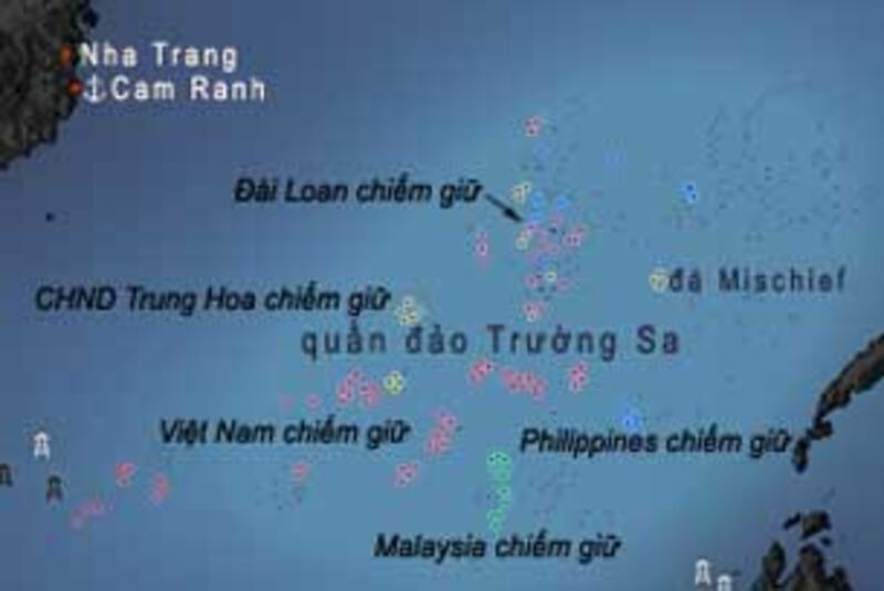 Bản đồ khu vực tranh chấp trên Biển Đông. Photo courtesy of Wikipedia.