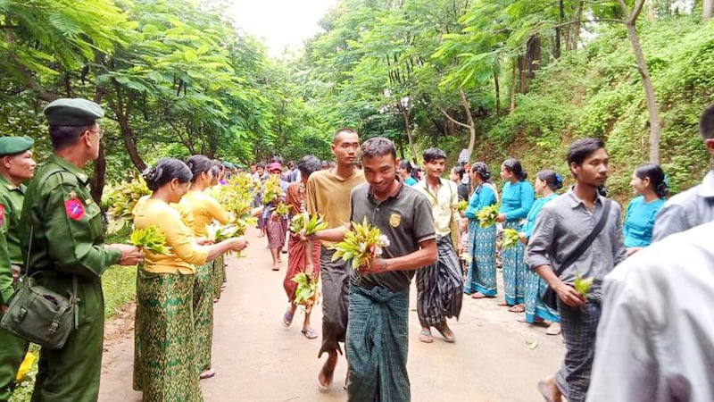 Recruits for the 5th People's Military Services training course conducted in Naypyidaw Command Area, Sept. 4, 2024. (Hub of People's Military Services Personnel via Telegram)