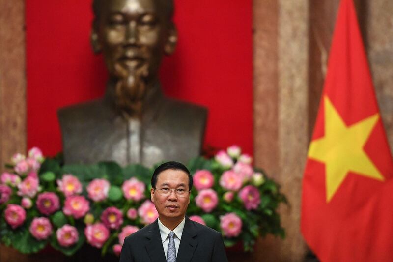 Vietnam's then-President Vo Van Thuong looks on during a meeting in Hanoi on April 21, 2023. (Nhac Nguen/AFP)