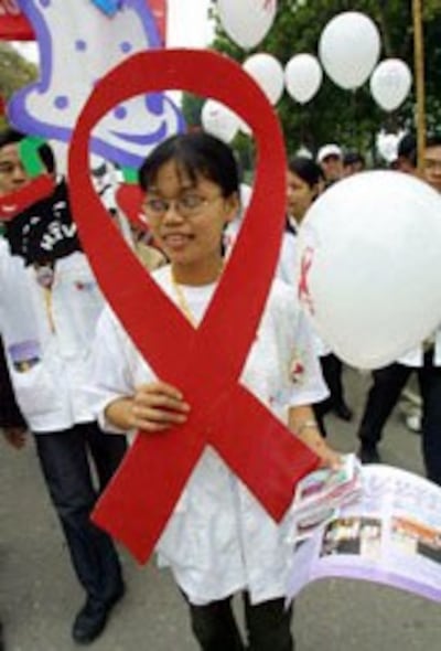 Ngày AIDs Thế giới ở Hà Nội . AFP PHOTO