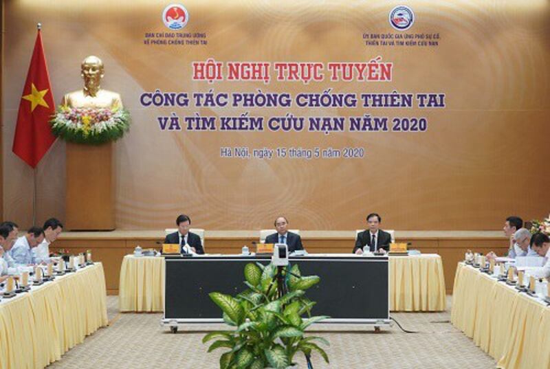 Ảnh minh họa. Quang cảnh Hội nghị trực tuyến toàn quốc về Công tác Phòng chống thiên tai và Tìm kiếm cứu nạn năm 2019, do Thủ tướng Nguyễn Xuân Phúc chủ trì, diễn ra chiều ngày 15/5/2020.