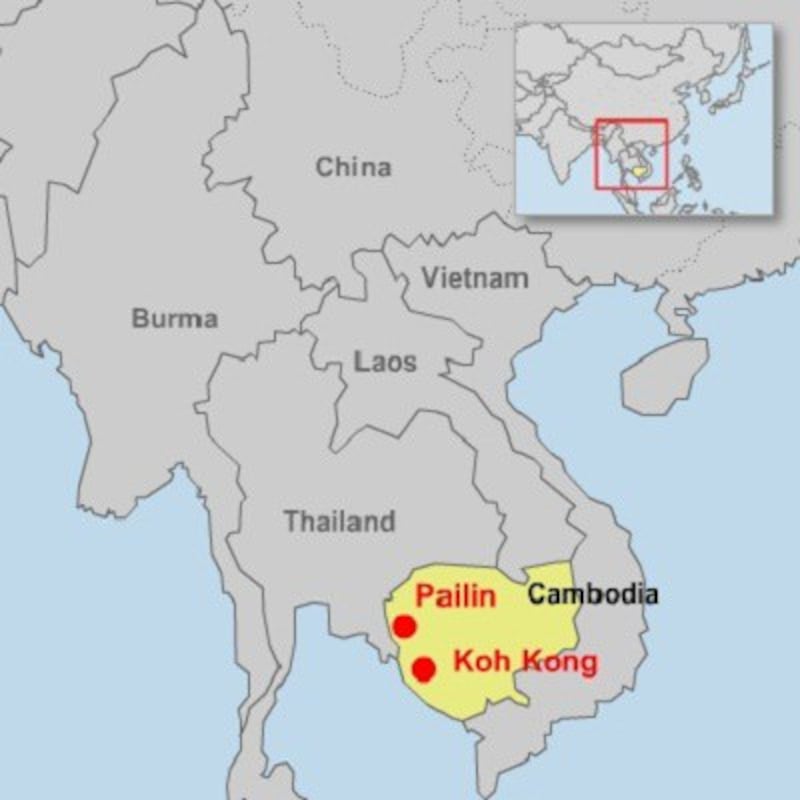 A map showing Burma, Laos, Thailand, and Cambodia. 