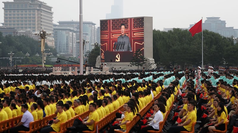 中共总书记习近平在7月1日中共建党一百年庆典讲话。（路透社）