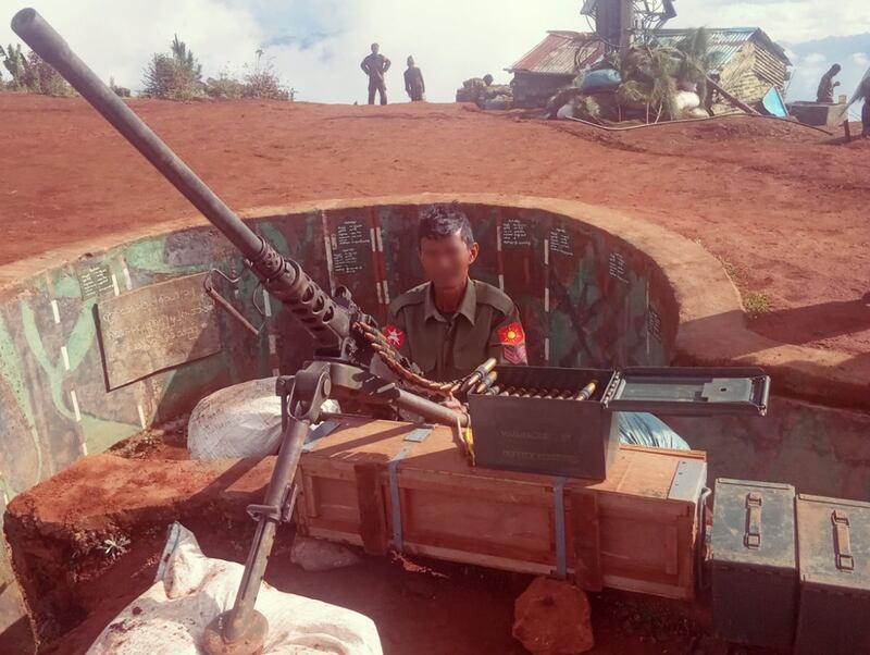 Sgt. Ko Lay at the front line in northeast Shan State in 2024 before he was killed by resistance sniper fire. (Courtesy of Mya May)