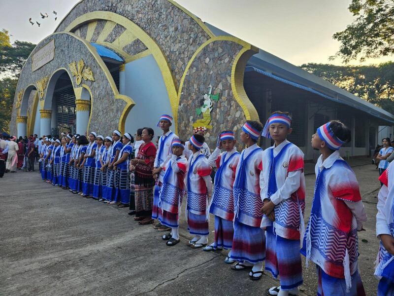 Ethnic Karen people gather at the National Races Village in Yangon for their traditional New Year’s celebration, Dec. 30, 2024.