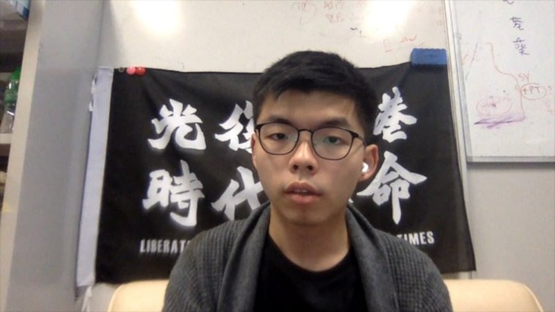 香港众志秘书长黄之锋感谢台湾跨党派支持港人。(周世伦导演提供)