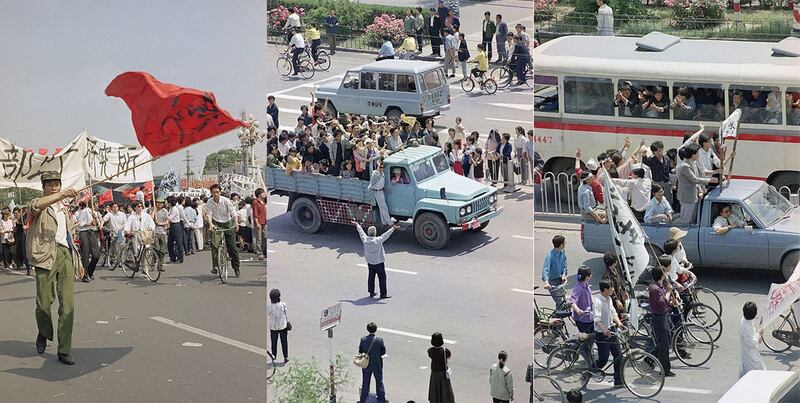 1929年5月17日，各界群众在北京举行大游行 声援绝食学生。（美联社）