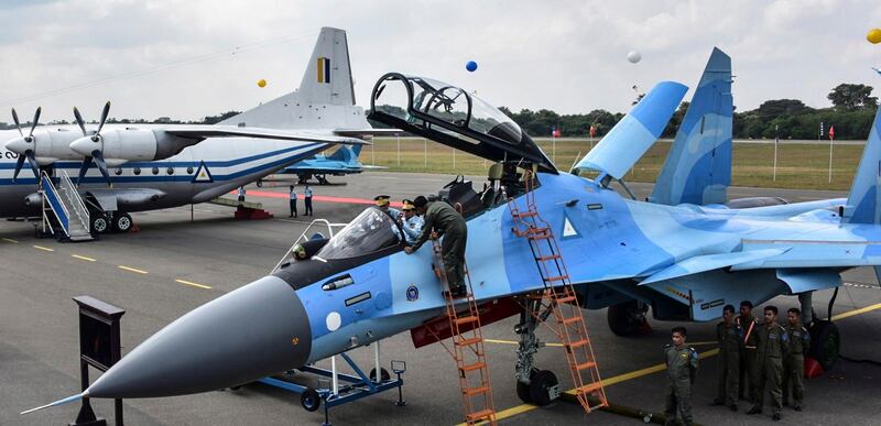 Myanmar junta leader Snr. Gen. Min Aung Hlaing sits in the cockpit of a newly acquired Russian SU-30 SME fighter jet at the Diamond Jubilee celebration of the air force, Dec. 15, 2022. Credit: Myanmar military