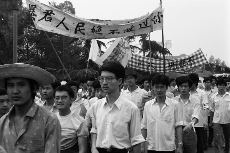 1989年6月，四川成都街头的示威民众。（联邦众议员Andy Levin提供）