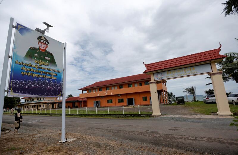 Sailors stand guard at the Cambodian Ream Naval Base in Sihanoukville, Cambodia, July 26, 2019. Credit: Reuters