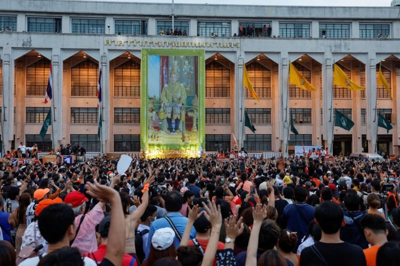 Move Forward Party supporters celebrate the party's election results in Bangkok, May 15, 2023. Credit: Jorge Silva/Reuters