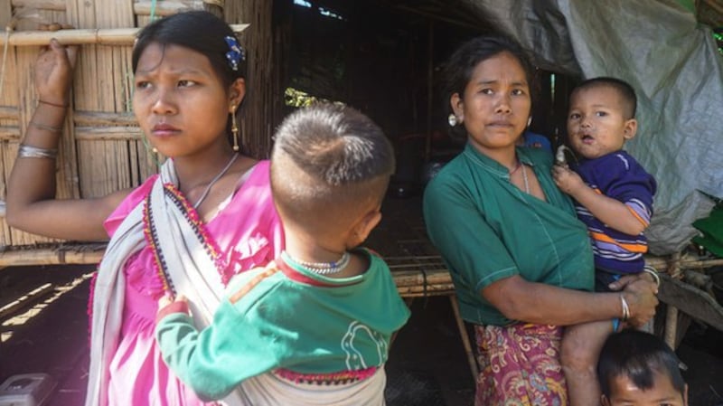 Refugees at a camp in Rakhine state's Ponnagyun township, Jan. 21, 2022. Credit: RFA