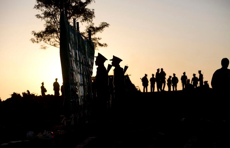 Ta'ang ethnic army gather for a ceremonial event in northern Shan state, Myanmar in 2015. (Gemunu Amarasinghe/AP)