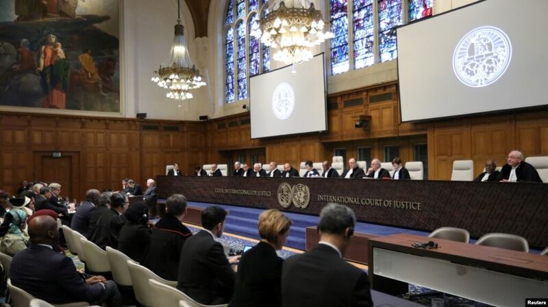 The International Court of Justice hears proceedings in a trial on charges of genocide against Myanmar in The Hague, Netherlands, Dec. 10, 2019. Reuters