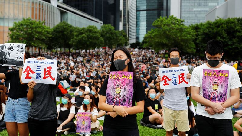 2019年9月2日，反送中示威者在香港金钟添马公园罢工集会。（路透社） 