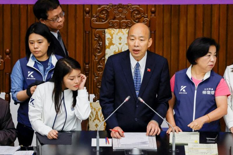 Han Kuo-yu, speaker of Taiwan's legislature, speaks during a session at the parliament in Taipei, Taiwan, May 28, 2024. (Carlos Garcia Rawlins/Reuters)