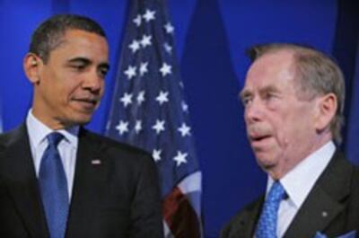 Tổng thống Obama và Tổng thống Havel hội kiến tại Prague năm 2009- AFP photo 