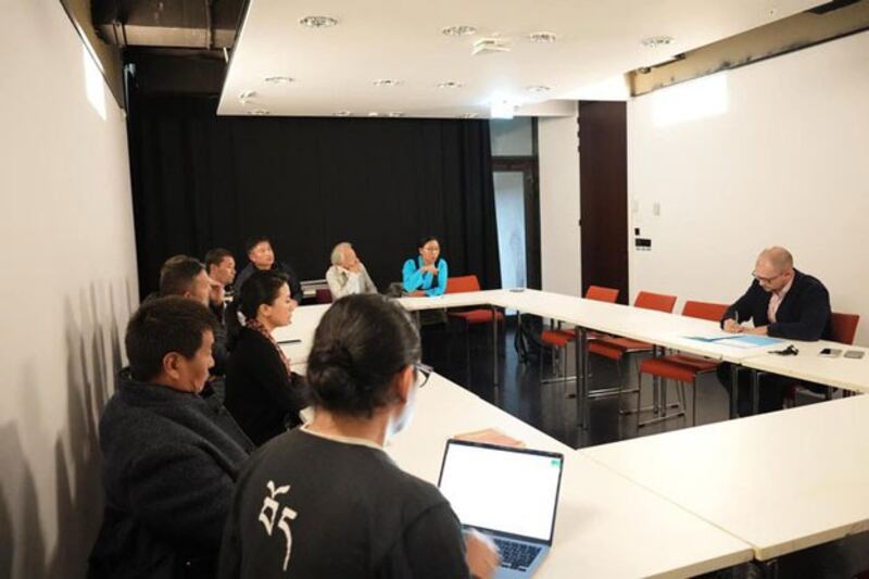 Tibetan representatives attend a meeting with Clément Tougeron, international affairs advisor to the president of the Musée du Quai Branly-Jacques Chirac, in Paris, France, Sept. 25, 2024. (Thupten Gyatso/Paris)