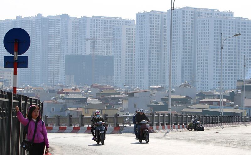 Newly built buildings jam the skyline in Hanoi, Vietnam in 2016. (Tran Van Minh/AP)