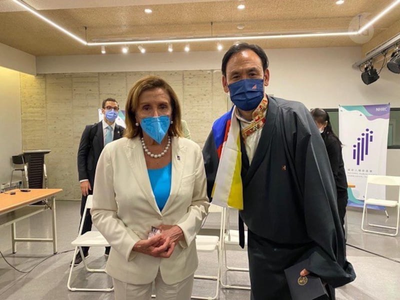 Kelsang Gyaltsen, the Dalai Lama's representative in Taiwan, meets with Nancy Lama in Taipei, Aug. 3, 2022. Credit Kelsang Gyaltsen