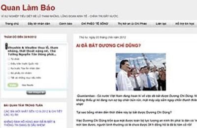 Trang blog "Quan làm báo". Screen capture.