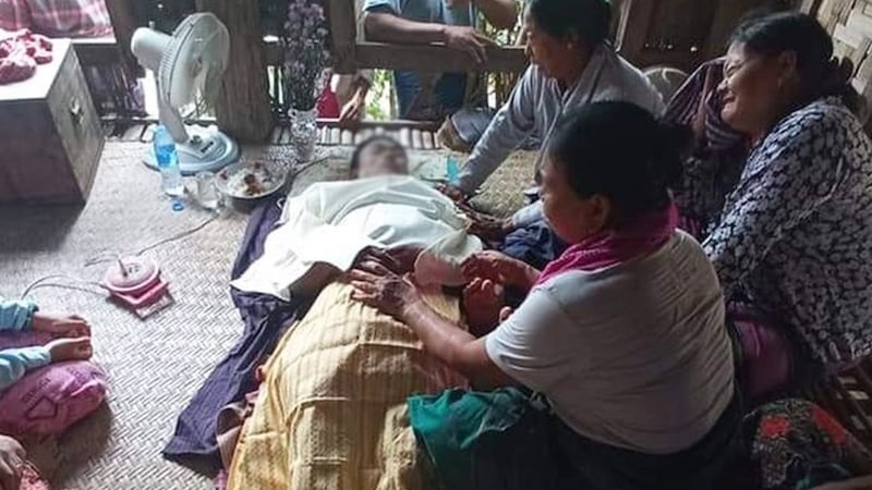 A funeral service for Kyaw Kyaw Myo, a bridegroom shot dead by security forces, in Mandalay region's Singu township, June 21, 2021.