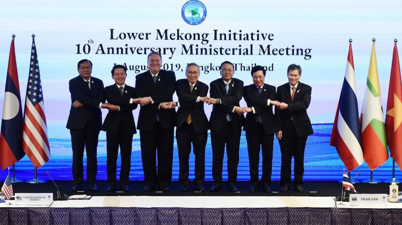 U.S. Secretary of State Mike Pompeo joins Southeast Asian counterparts at a gathering of the Lower Mekong Initiative, in Bangkok, Aug. 1, 2019.