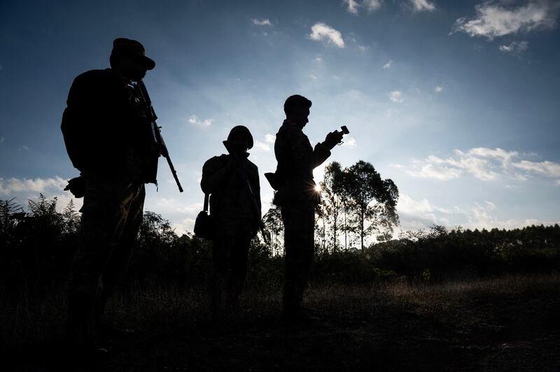 A fighter of anti-junta Mandalay People's Defense Forces pilots a drone near the frontline amid clashes with Myanmar junta forces in northern Shan State, Dec.11, 2023. (AFP Photo)