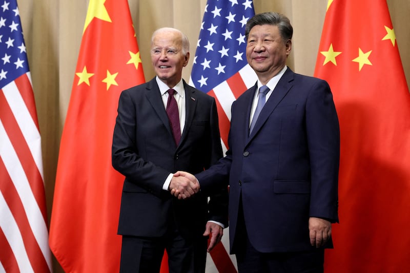 U.S. President Joe Biden meets with China's President Xi Jinping on the sidelines of the APEC Summit in Lima, Peru, Nov. 16, 2024.