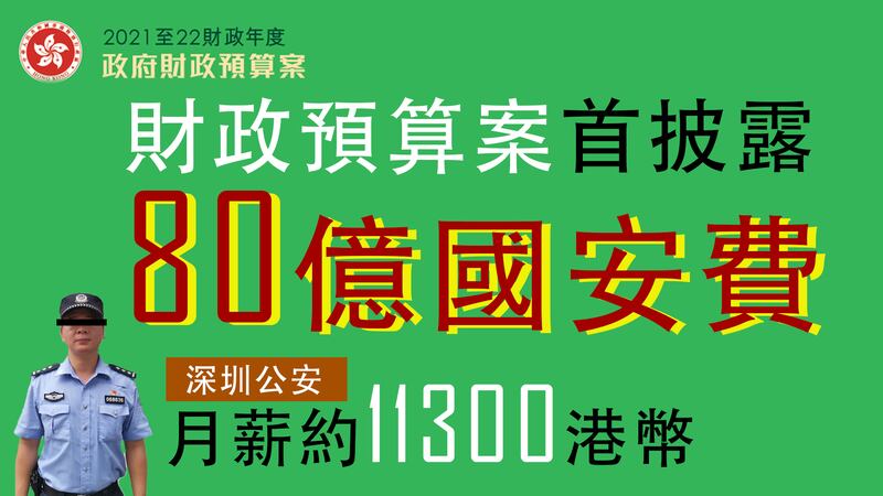 以一名深圳公安月薪起薪約11,300元，80億元每年可聘用約59,000名公安。（粵語組製圖）