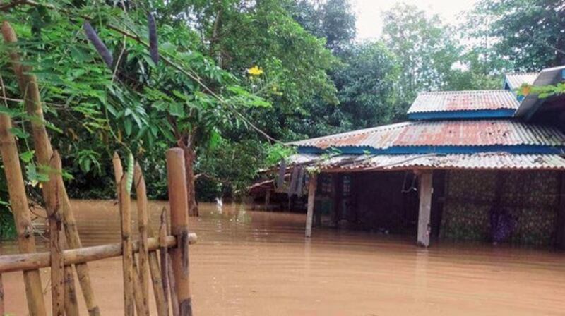 Floodwaters inundate a village in Phyu township of central Myanmar's Bago region, Sept. 15, 2024. (Citizen photo)