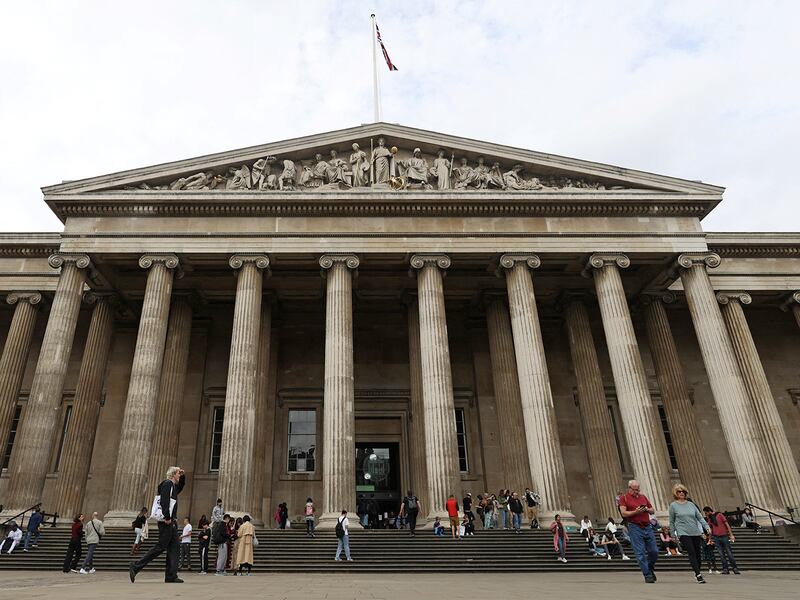 People walk in front of the British Museum in London, Britain, Sept. 28, 2023.