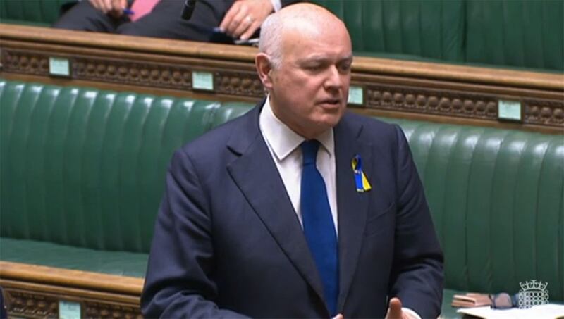 保守党前党魁史密斯（Iain Duncan Smith）。（英国国会下议院现场直播截图）