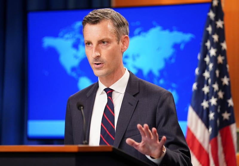 U.S. State Department spokesman Ned Price pictured at the State Department in Washington, D.C., on Aug. 16, 2021. Credit: Reuters