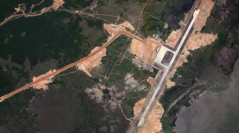 Cambodia's Dara Sakor airport is shown under construction by China's United Development Group (UDG) in a June 9, 2020 photo.