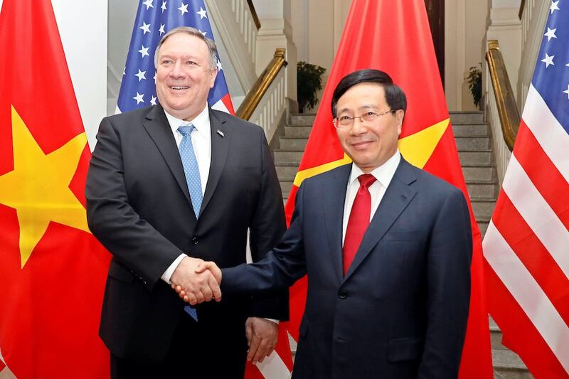 Hình minh hoạ. Ngoại trưởng Hoa Kỳ Mike Pompeo và Bộ trưởng Ngoại giao Phạm Bình Minh ở Hà Nội hôm 26/2/2019