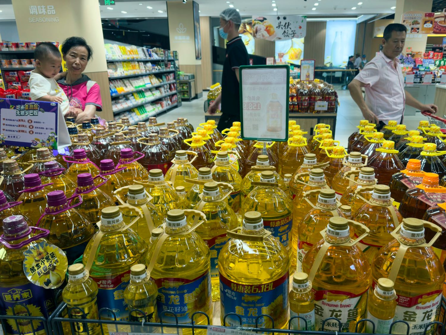 Cooking oil products are seen at a supermarket in Beijing, July 10, 2024.