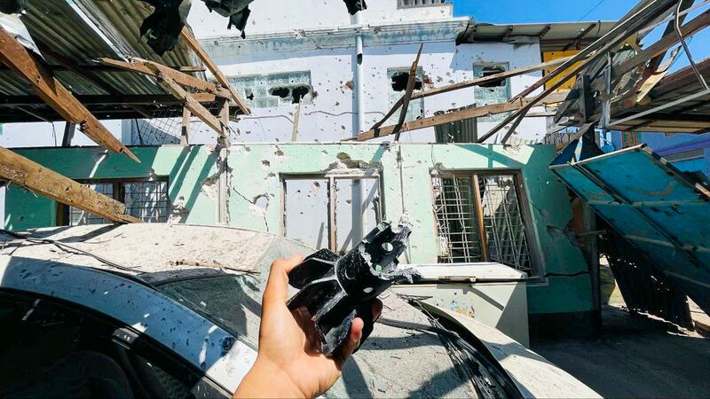 Damage from a military junta airstrike in Nungcho township, Myanmar, Sept. 19, 2024. (PSLF/TNLA News via Telegram)